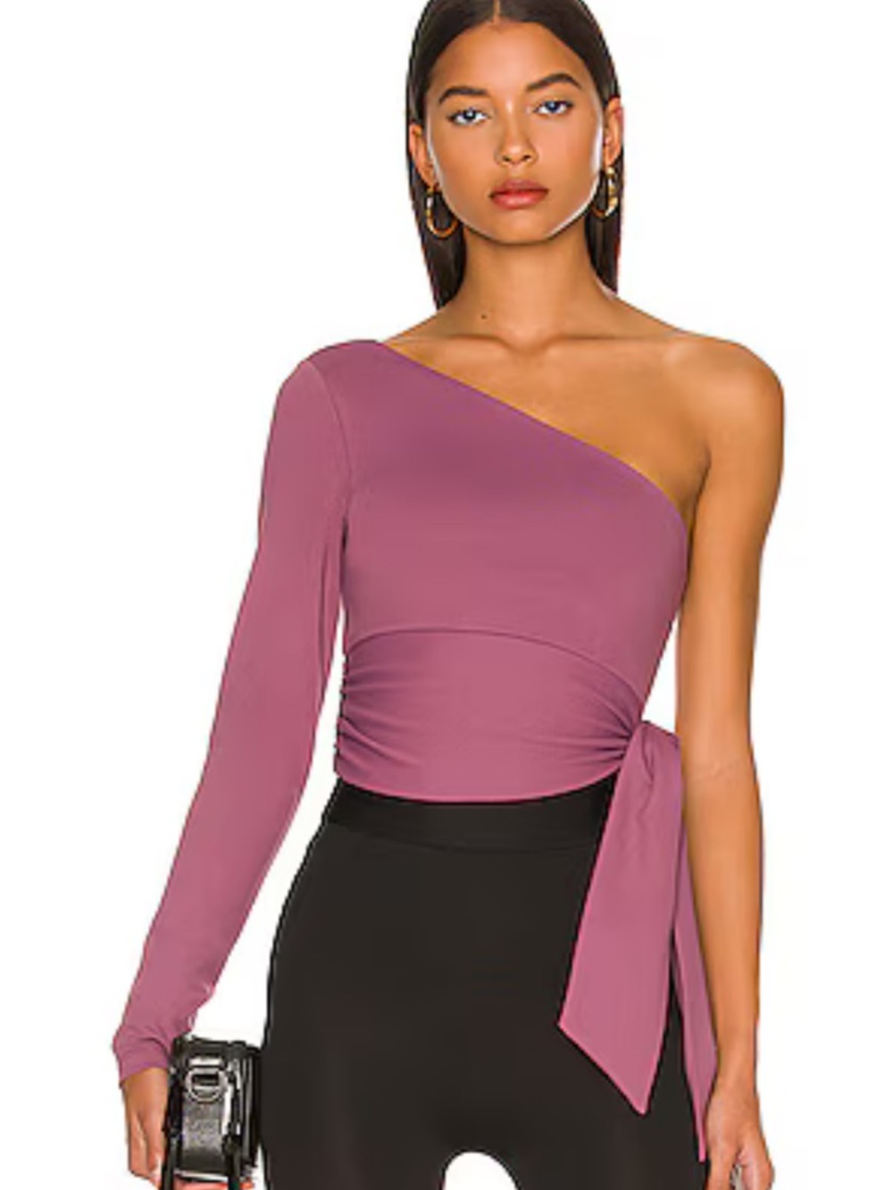 Susana Monaco One Arm Tie Waist Top in Amethyst
